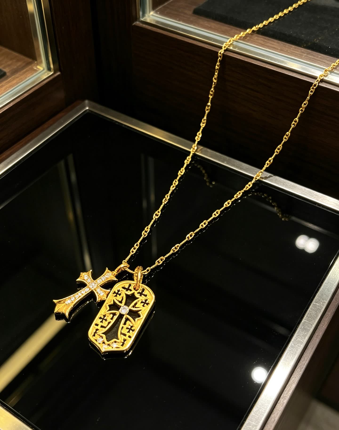 Chrome Hearts Gold Cross Pendant Necklace